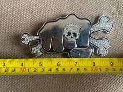 Vintage Rhinestones Punching Fist Skulls Belt Buckles Set Of 2