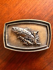 Outdoor Fishing Trout Fish Bass Lake Fisherman Metal Unisex Men’s Belt Buckle