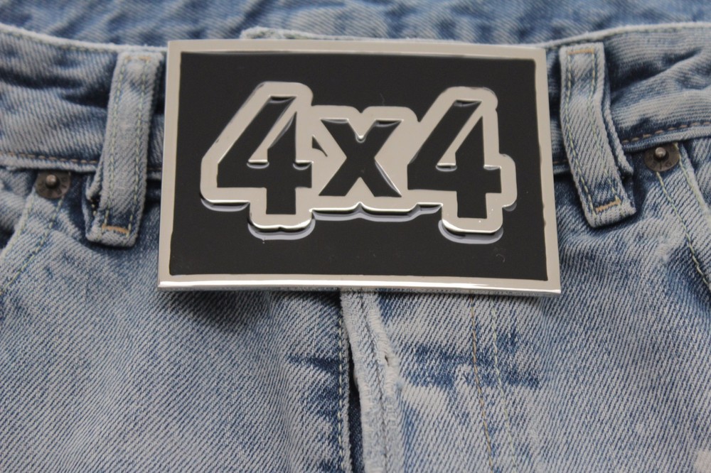 Men Women Belt Buckle Silver Black Metal Hip Hop 4X4 Four By Four Large Size