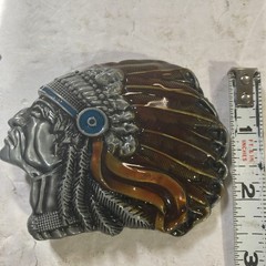 INDIAN CHIEF BUST HEAD Belt Buckle COLOR Eagle Feathers