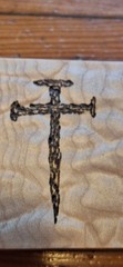 Handmade 4 1/8&Prime; X 2 3/4&Prime; Belt Buckle Wood w/3 Nail Cross Design