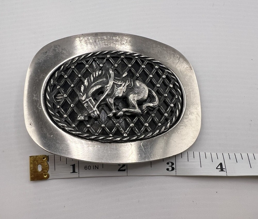 Reining Western Belt Buckle Rodeo Silver And Black