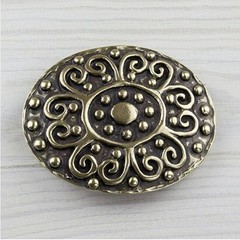 Dark Brass Floral Ornament Belt Buckle Costume – Boho Retro Metal Buckle
