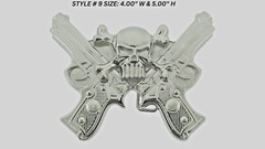 Skull Belt Buckles Gun Silver Metal Emblem Vintage Pirate Men Women Goth Tattoo