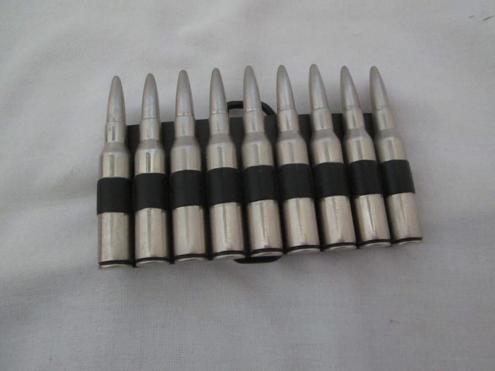 9 Bullet Ammo Belt Buckle Great Condition 2 1/2&Prime; X 4&Prime; Fits 2&Prime; Belt