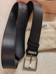 Authentic Louis Vuitton Belt Black Silver Epi 424317, Retail Over $850.