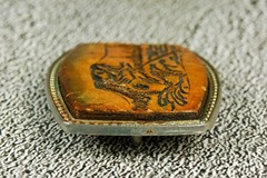 Bass Fishing vintage belt buckle western leather on metal Alumaline