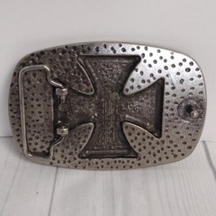 Belt Buckle Skull Silver & Black 4 x 3
