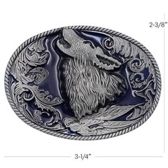 Mens Wolf Howling Metal Belt Buckle Western Indian Design Eagle Feathers