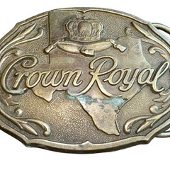 Vintage Crown Royal Western Metal Bronze tone Color Heavy Duty Belt Buckle