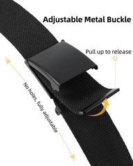 Mile High Life Cut To Fit Canvas Web Belt Size Up to 52&Prime; with 56&Prime;, Black-