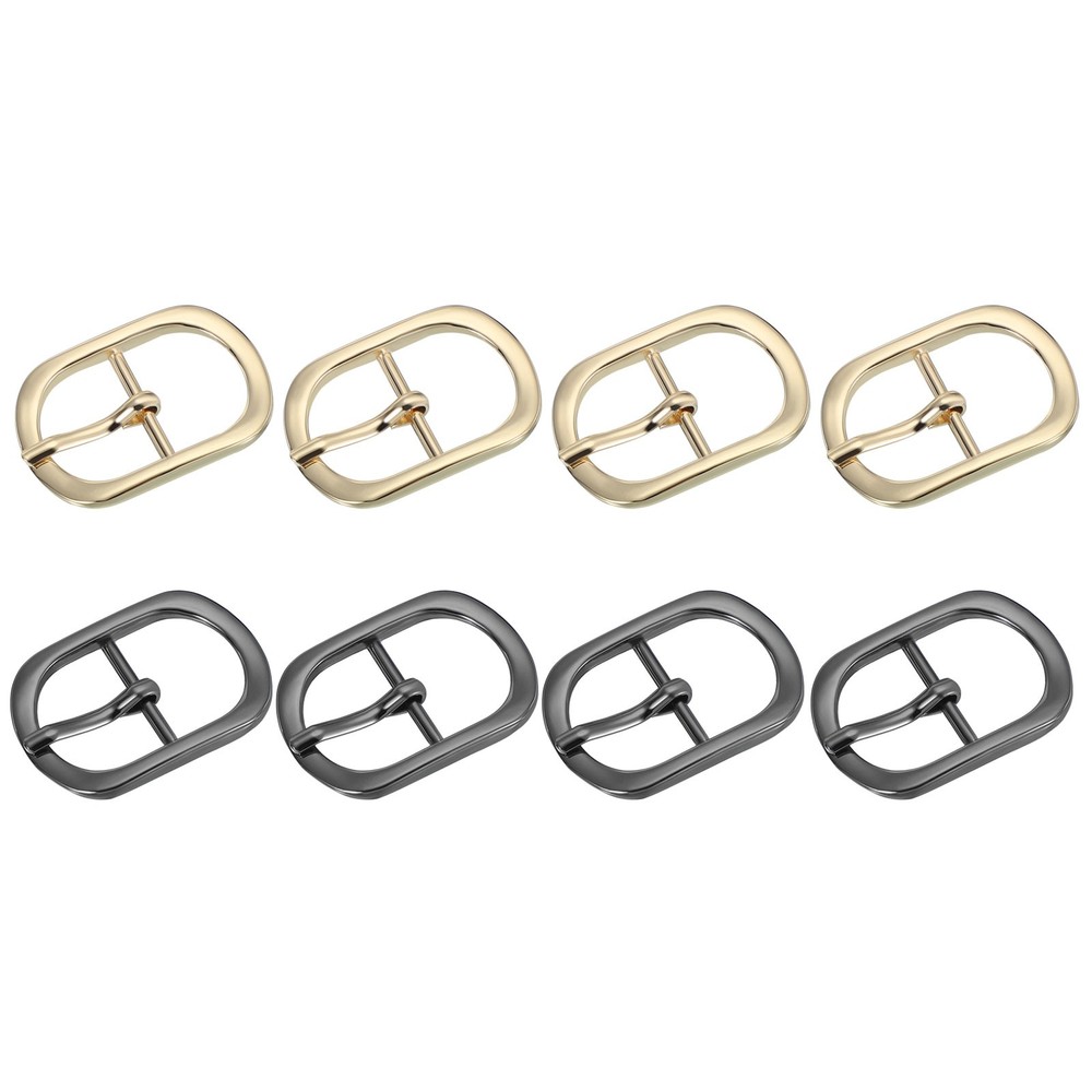 8Pcs 1&Prime; Single Prong Metal Roller Pin Belt Buckles Light Gold/Black
