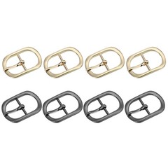 8Pcs 1&Prime; Single Prong Metal Roller Pin Belt Buckles Light Gold/Black