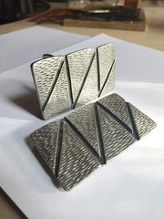 Rectangular Zig Zag Belt Buckle Antique Brass Industrial Style Masculine
