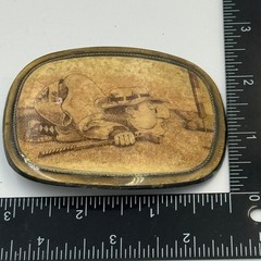 Vintage Golf Humor Scrimshaw Style Belt Buckle Golfer Putting Brass Tone Oval