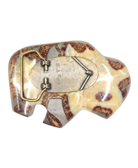 Large Polished Carved Septarian Nodule Crystal Calcite Buffalo Brass Belt Buckle