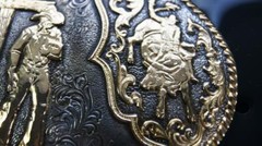 Crumrine Western Oval Roped Edge Buckle with Bull Rider & Cross C15102