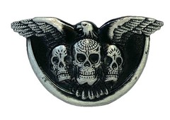 Skulls & American Eagle Belt Buckle Pewter 4.5”x 2.5” Fits Up To 1.75” Belt z