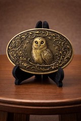 Owl Belt Buckle Western Style Bird Lover Barn Owl Cowboy Fashion Accessory