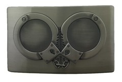Handcuffs Belt Buckle Hand Cuff Peace Officer Police New Men Antiqued Gray Metal