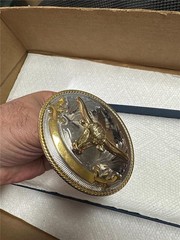 Vintage Cowboy Style Gold Steer Head Belt Buckle Made In Mexico