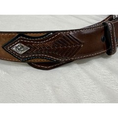 Nocona Western Leather Belt Men&rsquo;s Size 40 Brown Tooled Engraved Buckle