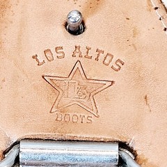 Los Altos Leather Belt Buckle White Leather w/ Brown Back 4&Prime; X 2.5&Prime; Boots