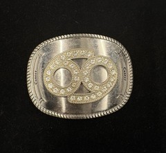 Vintage Cancer zodiac sign belt buckle silver plated oval design mirror finish