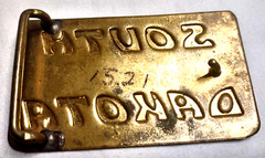 Belt Buckle Cast Brass South Dakota w Horse Head