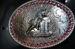 BLAZIN ROXX Youth Belt Buckle Barrel Rider Rhinestones Pink & Silver 37380