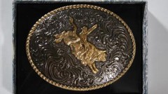 Crumrine M&F Western Oval BULL RIDER Belt Buckle c02105
