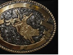 Crumrine Western Oval BULL RIDER Belt Buckle c02160