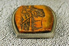 Bass Fishing vintage belt buckle western leather on metal Alumaline