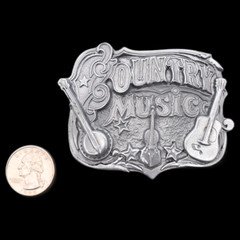 Country Music Guitar Fiddle Banjo Vintage Belt Buckle