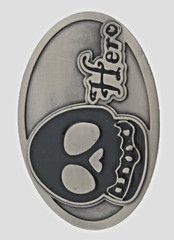 Skull Belt Buckles Gray Metal Vintage Antiqued Halloween Party Costume Skeleton