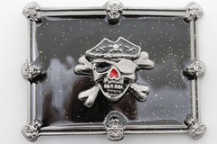 NEW Men Women Buckle Silver Skulls Skeletons Black Pirate Death Square Punk Rock