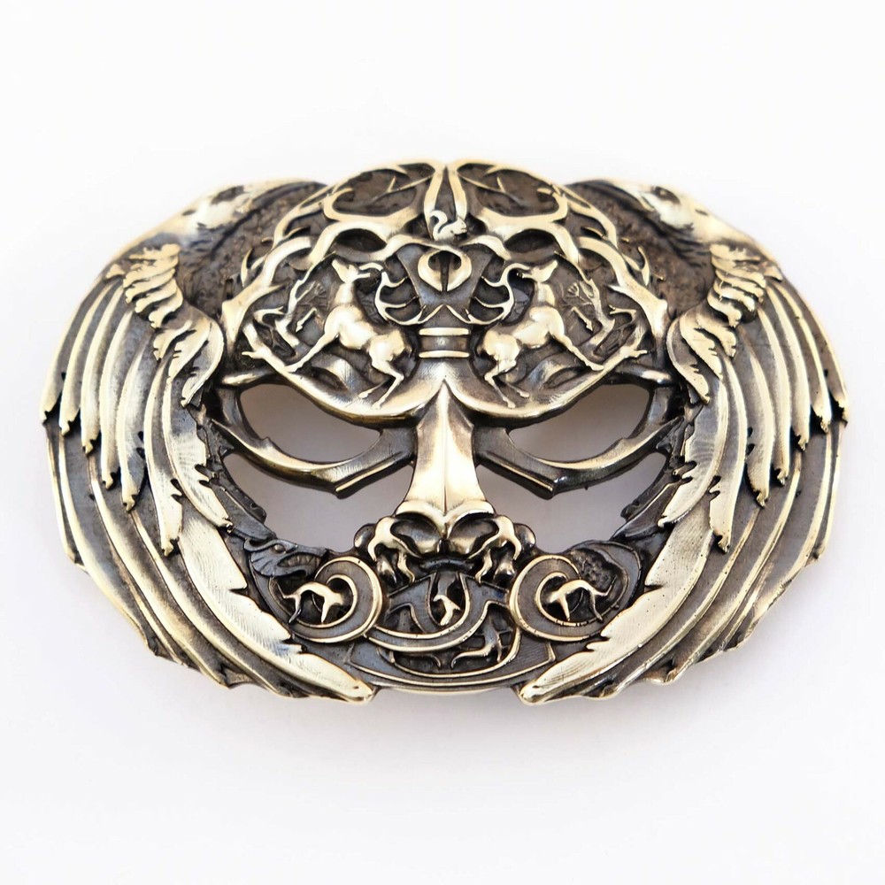 Brass belt buckle Yggdrasil, Scandinavian Nordic Celtic Norse mythology