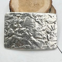 Handmade Metal Belt Buckle Rustic Texture Rectangular Unique Silverfa