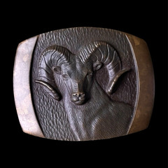 Steven L Knight Solid Bronze Ram Head Belt Buckle Clip Style 1.75in Vintage