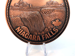 Vintage Round Copper Tone Canada Niagara Falls Metal Belt Buckle