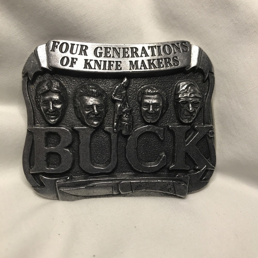 Vintage Buck Knife Belt Buckle ~ Smokey Mt Knife Works ~ 950586 ~ 2 7/8 x 2 1/4