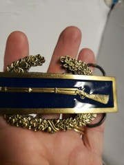 Vtg 1989 AMERICAN BUCKLE CO Solid Brass US Civil War Baron Rifle Wreath Belt