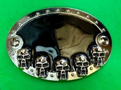 Creepy Five Skull&rsquo;s Head Black Enameled Halloween Gothic Punk Biker Belt Buckle
