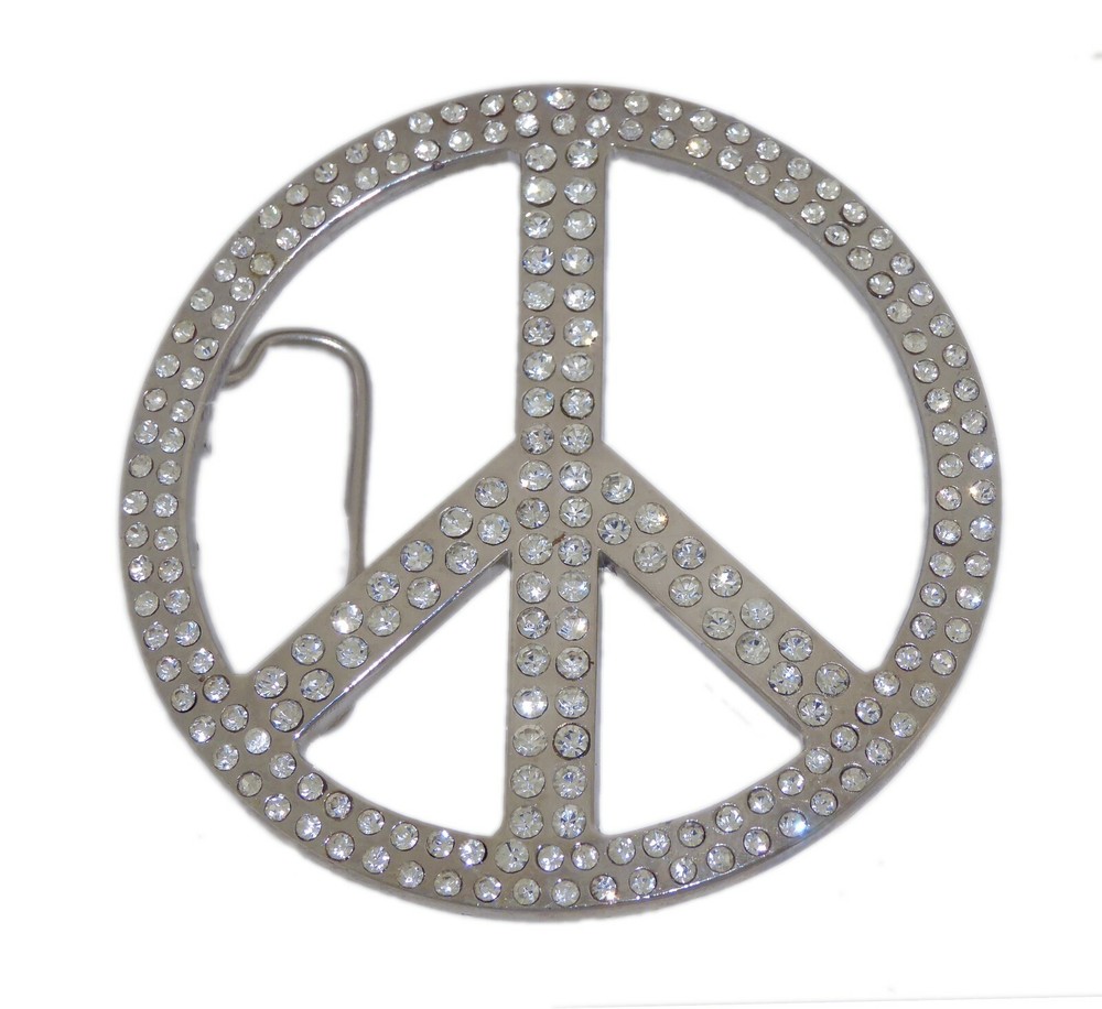 New Men Women Peace Sign Belt Buckle Symbol Dove Peace-Lover-Keeper Silver Bling