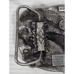 1985 Siskiyou Pewter & Enamel Belt Buckle « I&rsquo;d Rather Be Fishing » Trout M-30
