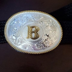 Montana Silversmiths B Western Belt Buckle w/belt
