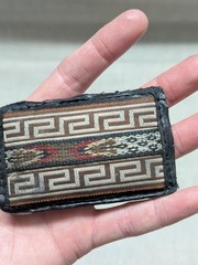 vintage NATIVE AMERICAN belt buckle SOUTHWESTERN indian print STITCHED leather