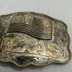 Vintage Texas, U.S. Flag Large Western Distressed Cowboy Buckle Made In Mexico