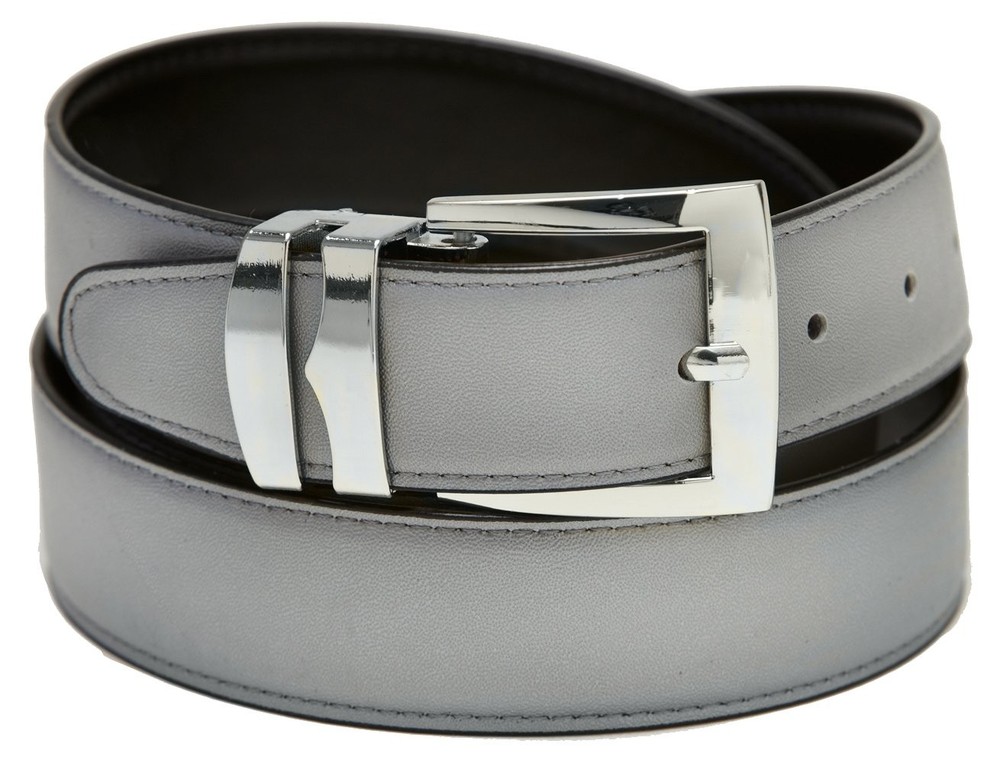 Concitor Men&rsquo;s Belt Reversible Wide Bonded Leather Silver-Tone 34, Gray