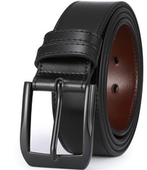 beltox fine Men’s Casual Leather Jeans 48-50, Black Belt With Buckle